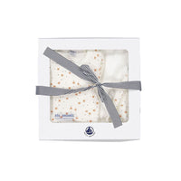 Petit Bateau Side Snap Footie With Hat And Blanket Set