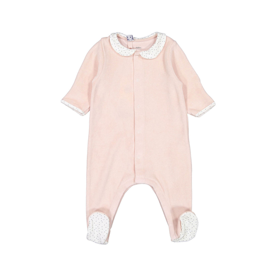 Petit Bateau Baby Girl Front Snap Velour Footie With Collar