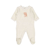 Petit Bateau Baby Back Snap Velour Footie With Owl Graphic