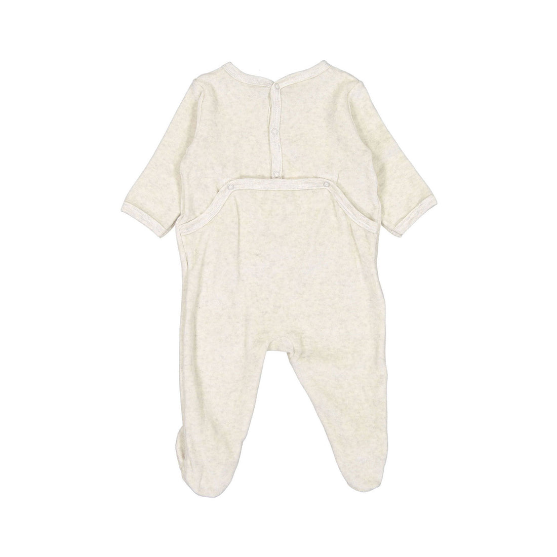 Petit Bateau Baby Back Snap Velour Footie With Owl Graphic