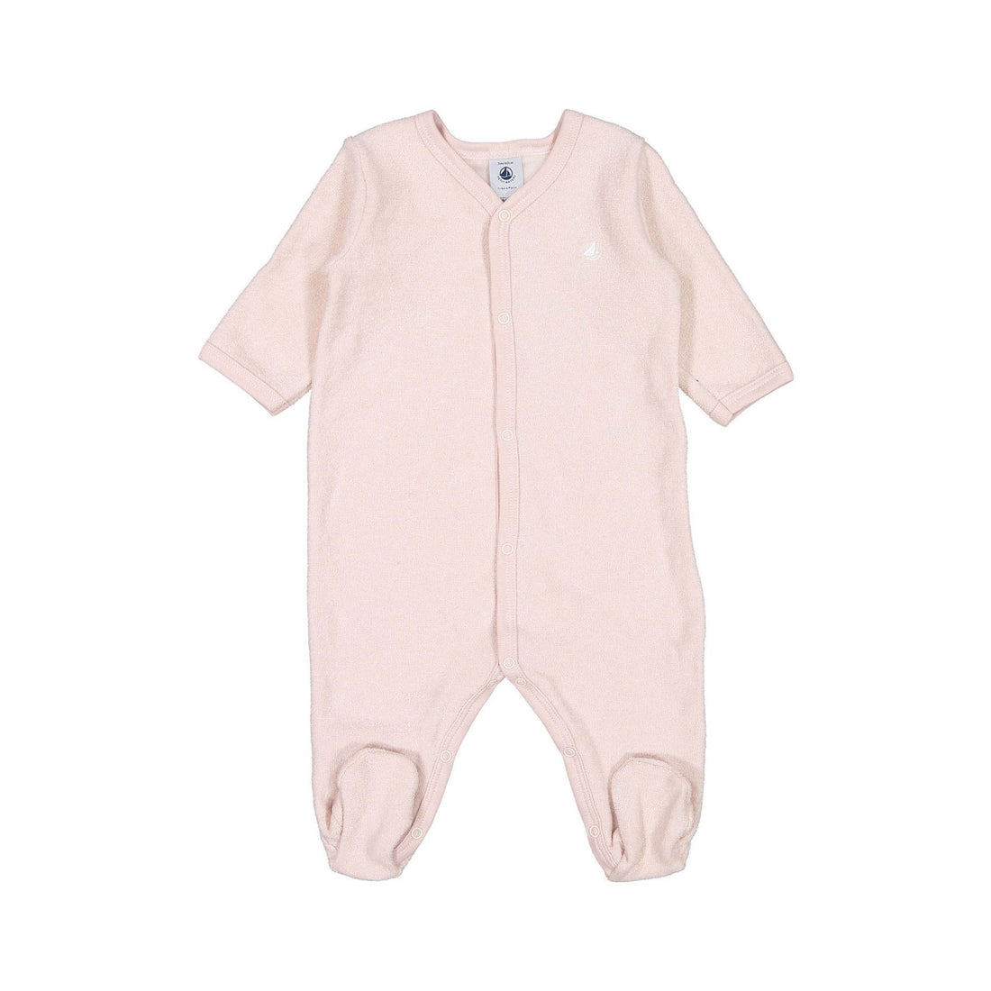 Petit Bateau Baby Front Snap Pink French Terry Footie