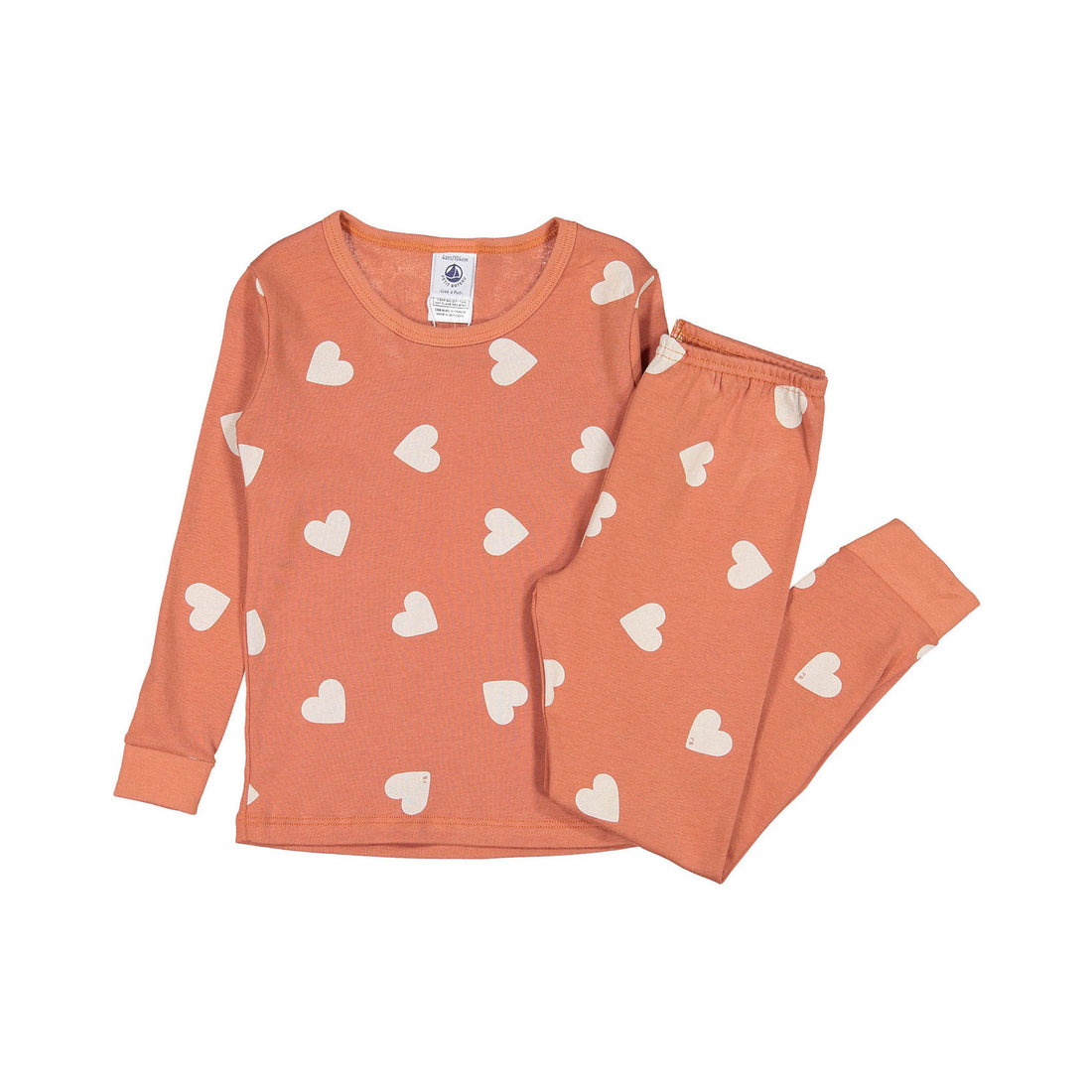Petit Bateau Girl Clay Heart Print Loungewear