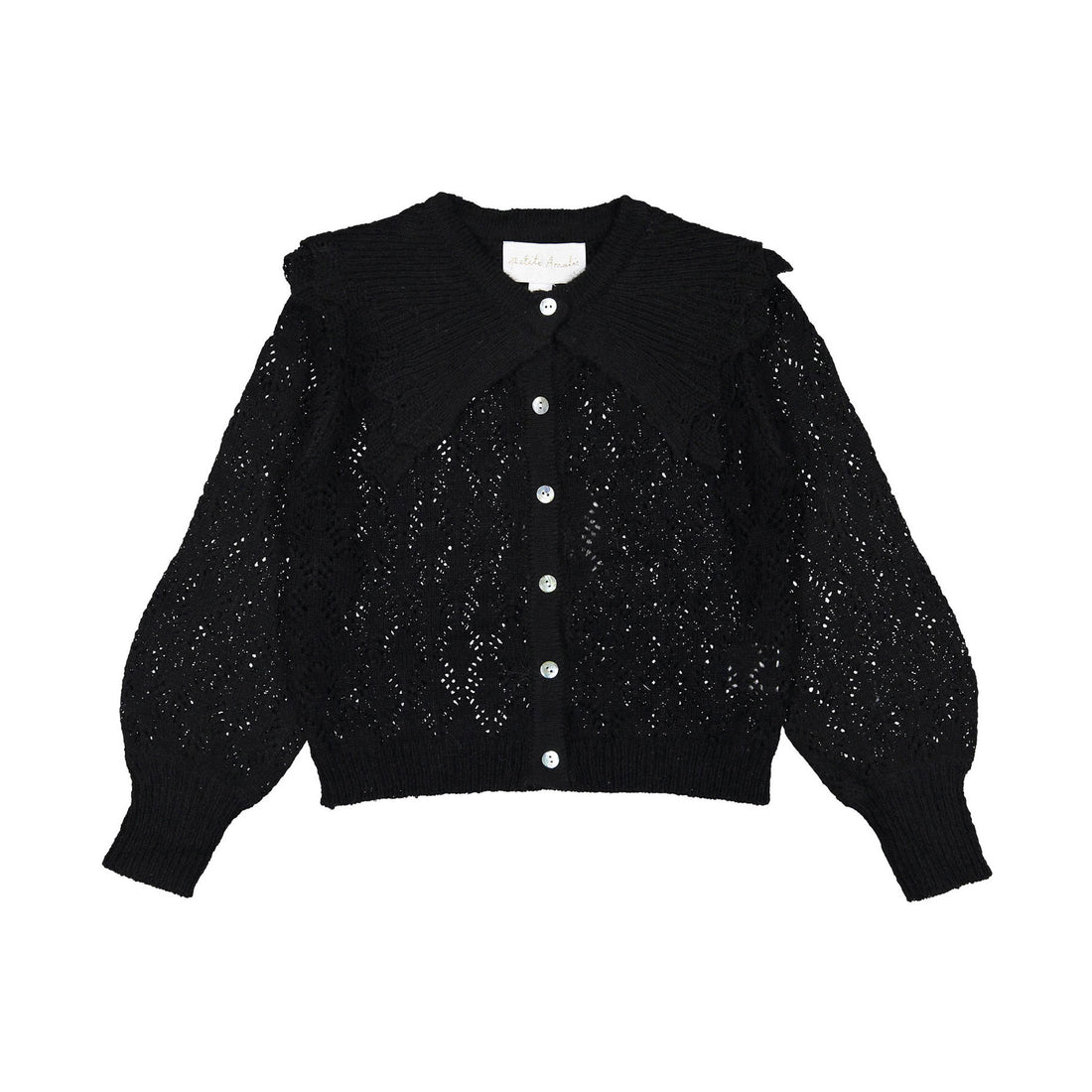 Petite Amalie Black Crochet Cardigan