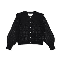 Petite Amalie Black Crochet Cardigan