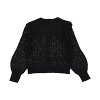 Petite Amalie Black Crochet Cardigan
