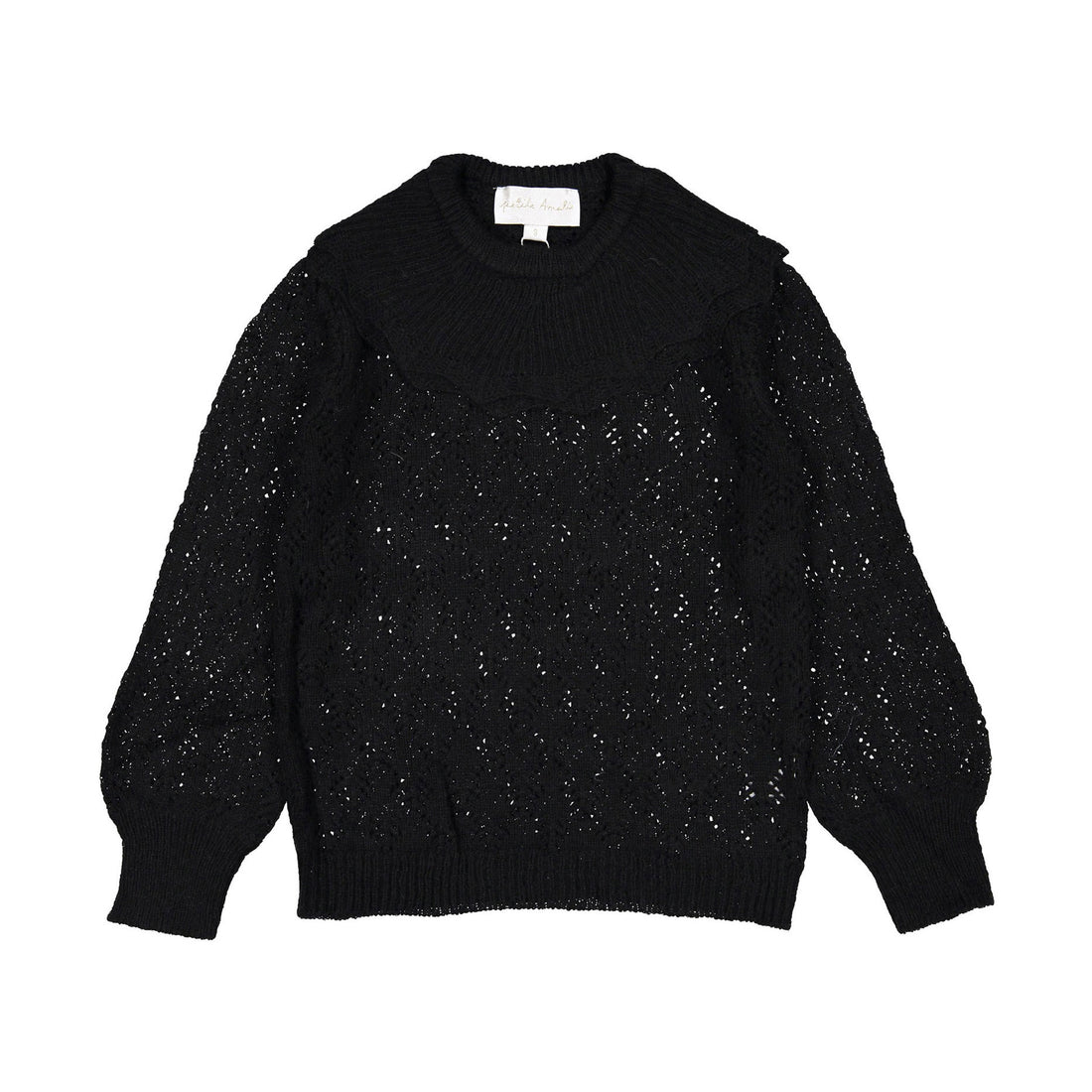 Petite Amalie Black Crochet Sweater