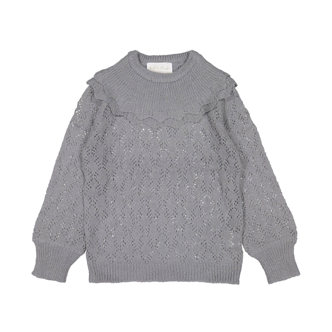 Petite Amalie Blue Grey  Crochet Sweater