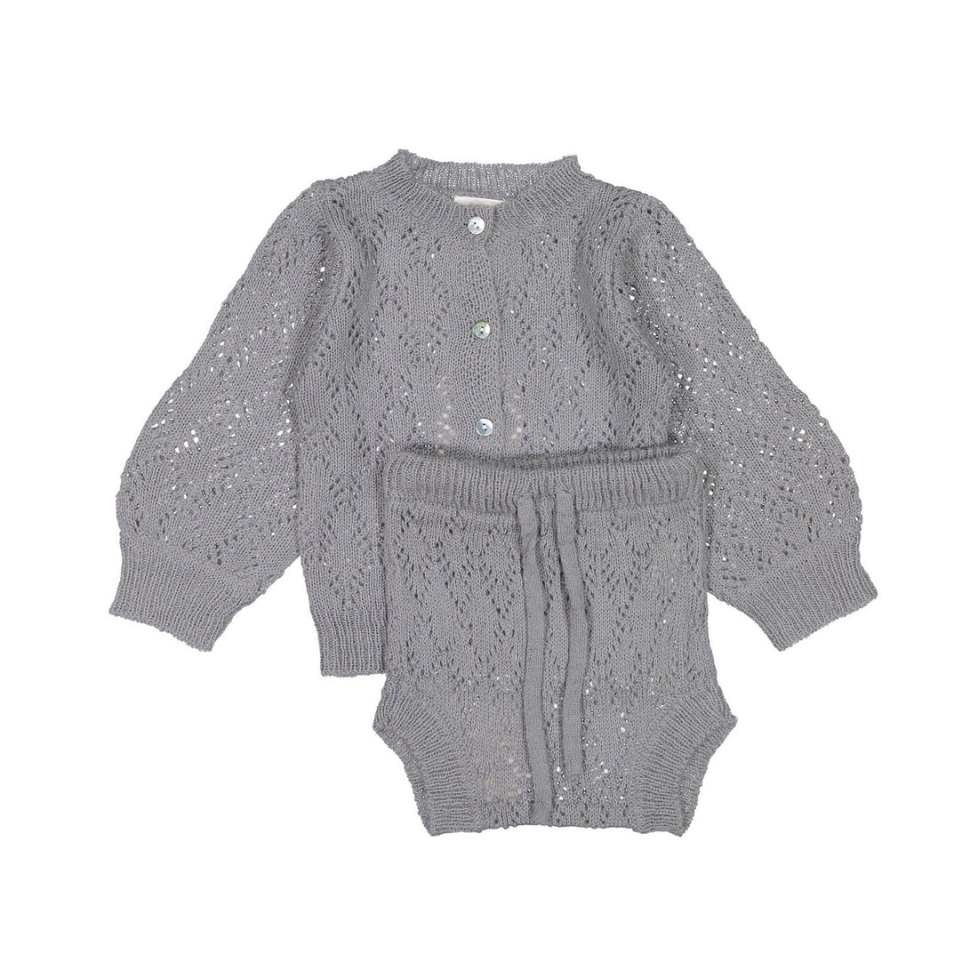 Petite Amalie Blue Grey  Knit Cardigan And Bloomer Set