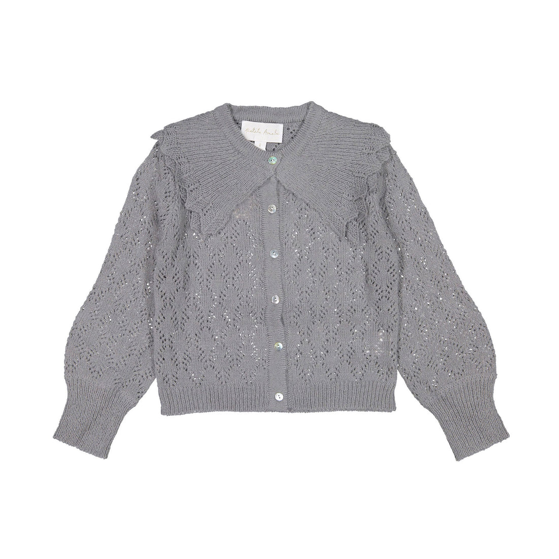 Petite Amalie Blue Grey  Crochet Cardigan