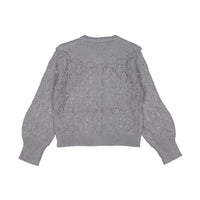Petite Amalie Blue Grey  Crochet Cardigan