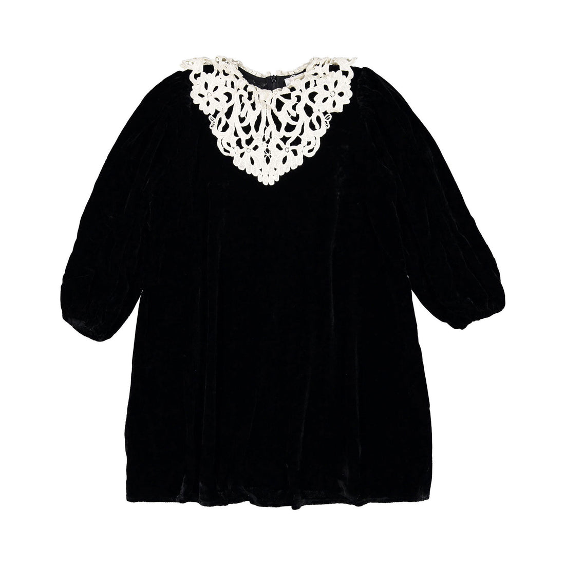 Petite Amalie Black Cut Out Collar Peta Velvet Dress