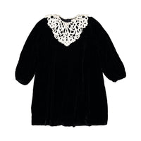 Petite Amalie Black Cut Out Collar Peta Velvet Dress
