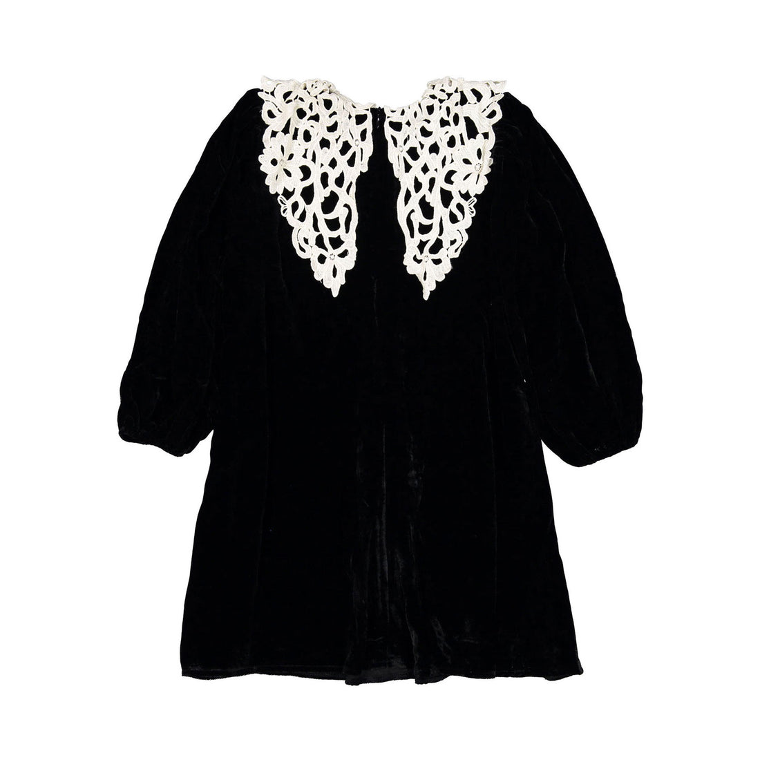 Petite Amalie Black Cut Out Collar Peta Velvet Dress