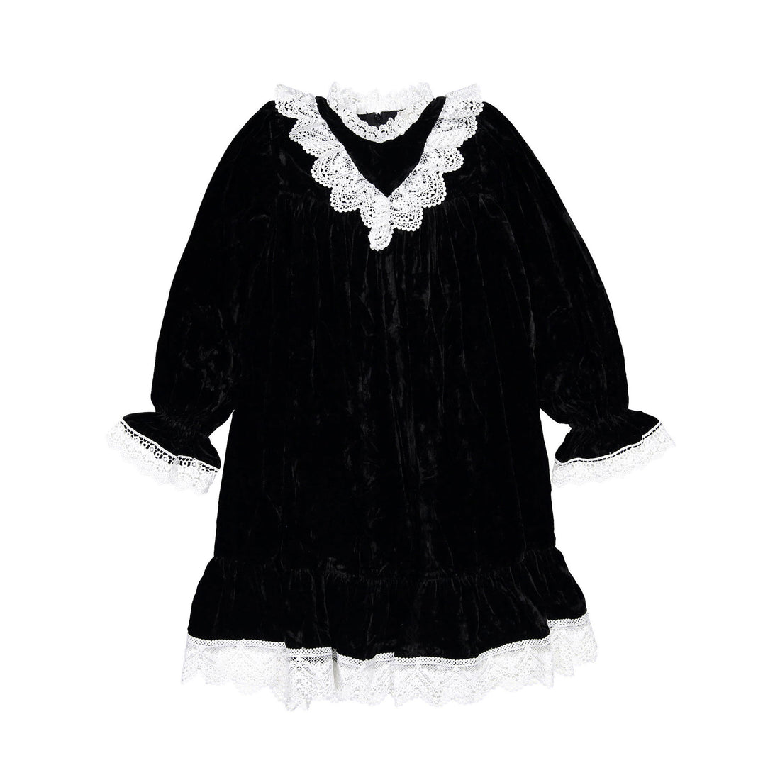 Petite Amalie Black Velvet Olivia Dress