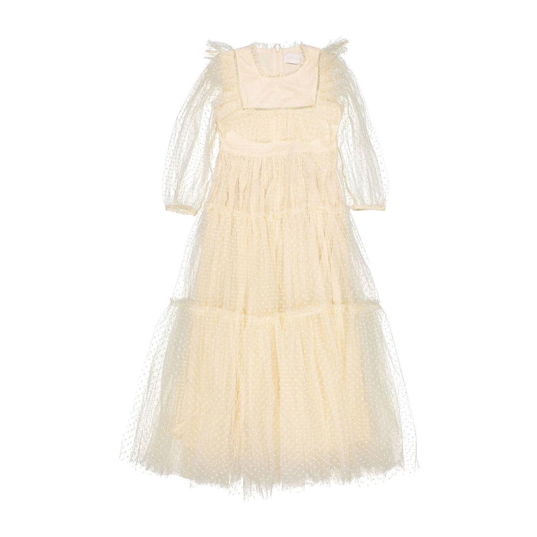 Petite Amalie Cream  Bib Tulle Gown