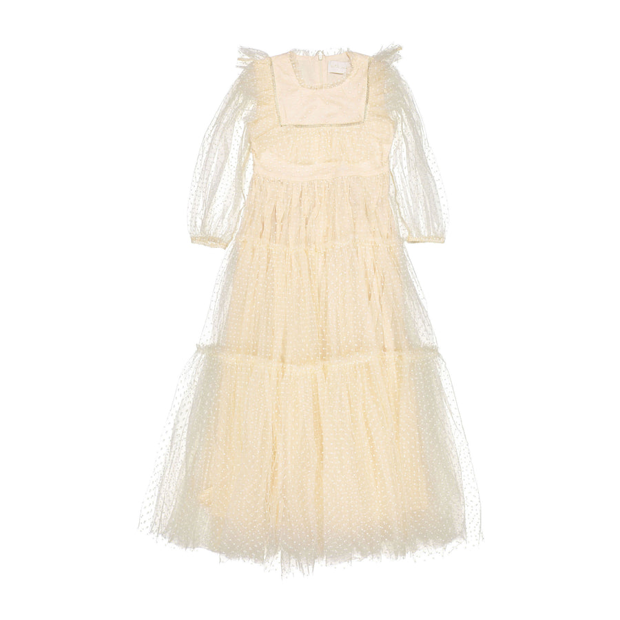 Petite Amalie Cream  Bib Tulle Gown