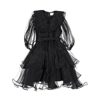 Petite Amalie Black Marie Silk Organza Dress