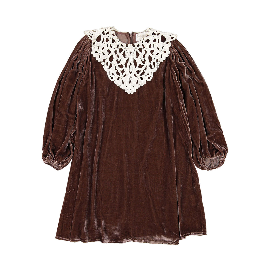 Petite Amalie Coffee Cut Out Collar Peta Velvet Dress