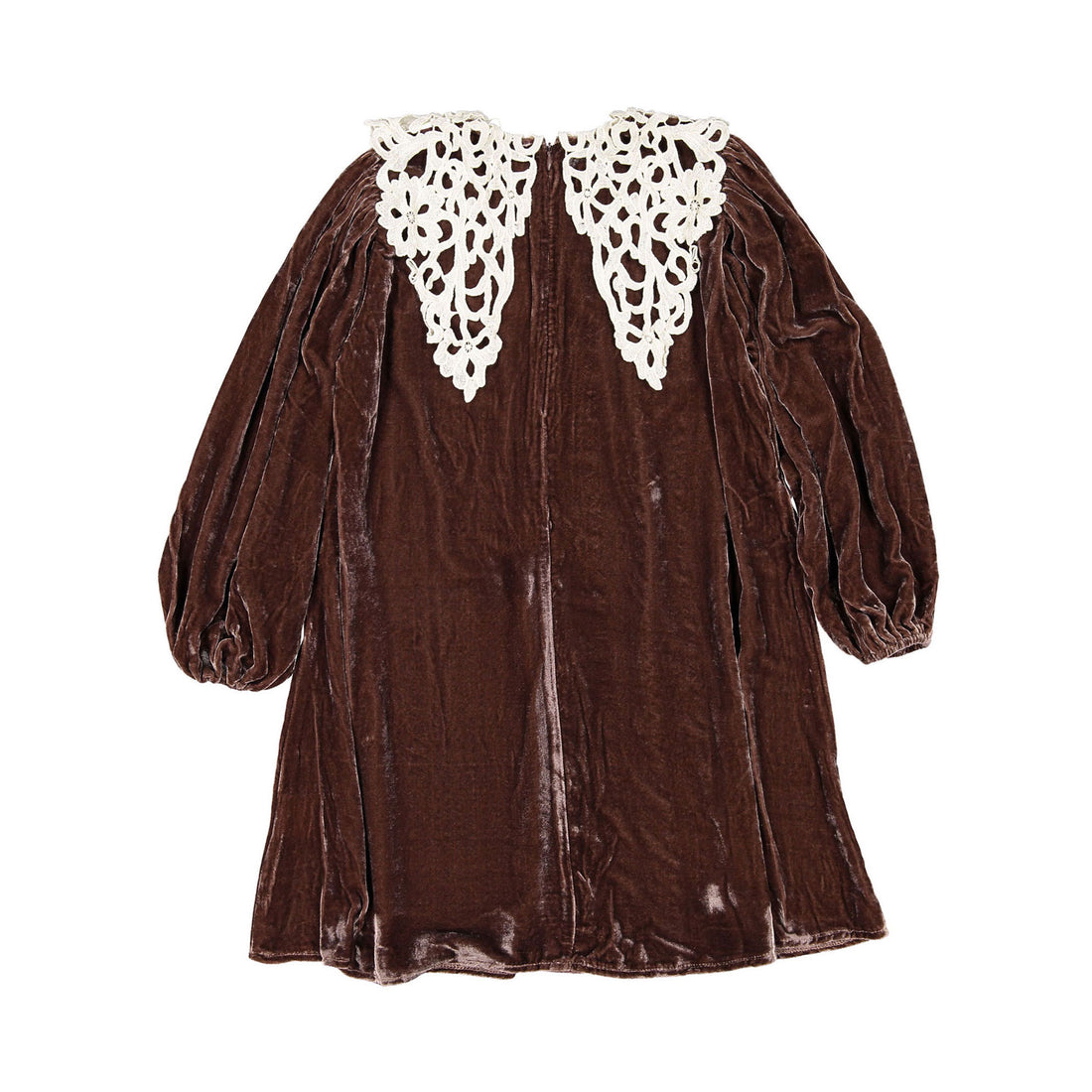 Petite Amalie Coffee Cut Out Collar Peta Velvet Dress
