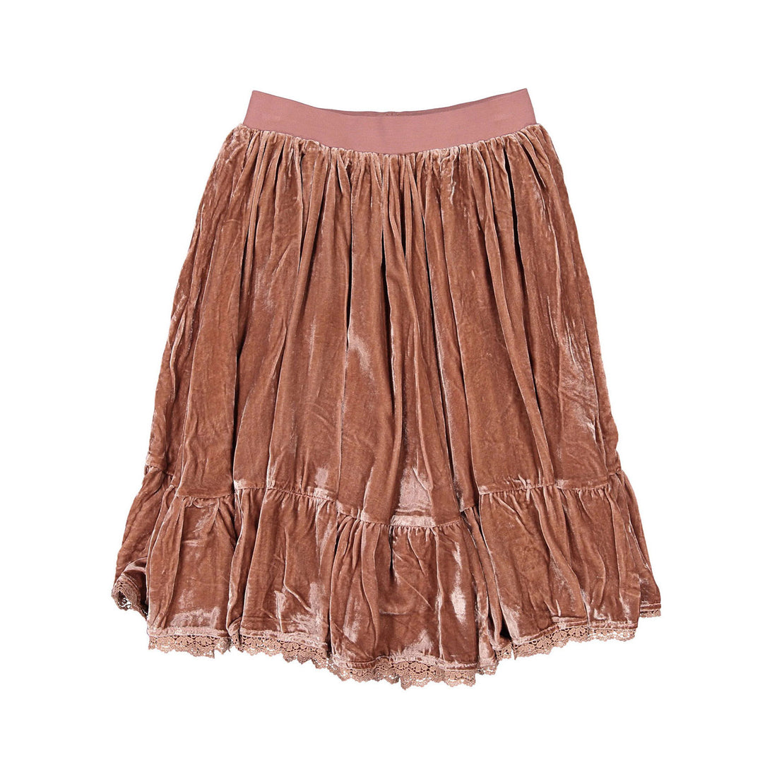 Petite Amalie Rose Velvet Frill Hem Skirt