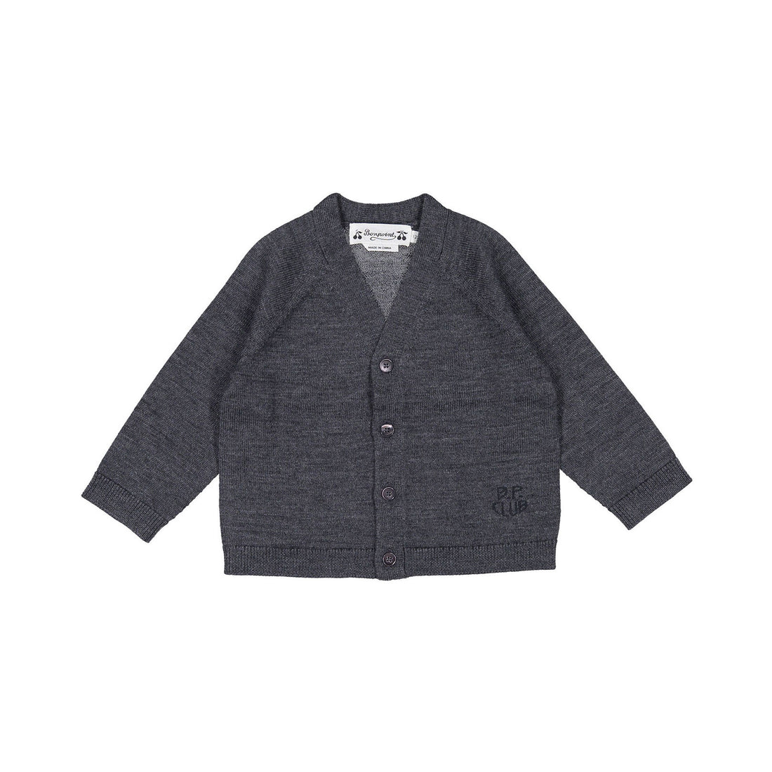 Bonpoint Dark Grey B.P. Club Baby Tiano Cardigan
