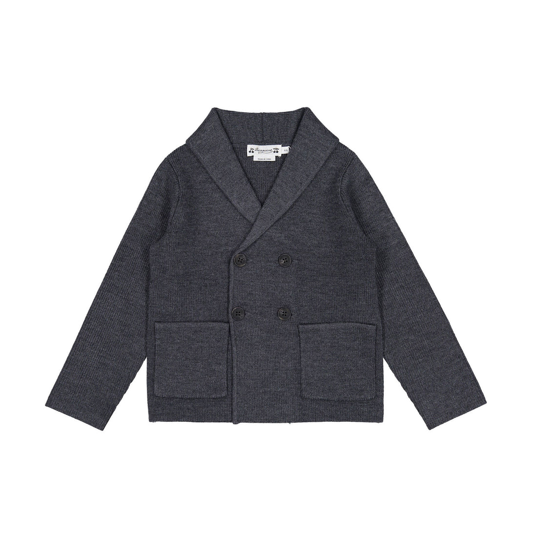 Bonpoint Grey Double Breasted Knit Tilan Cardigan