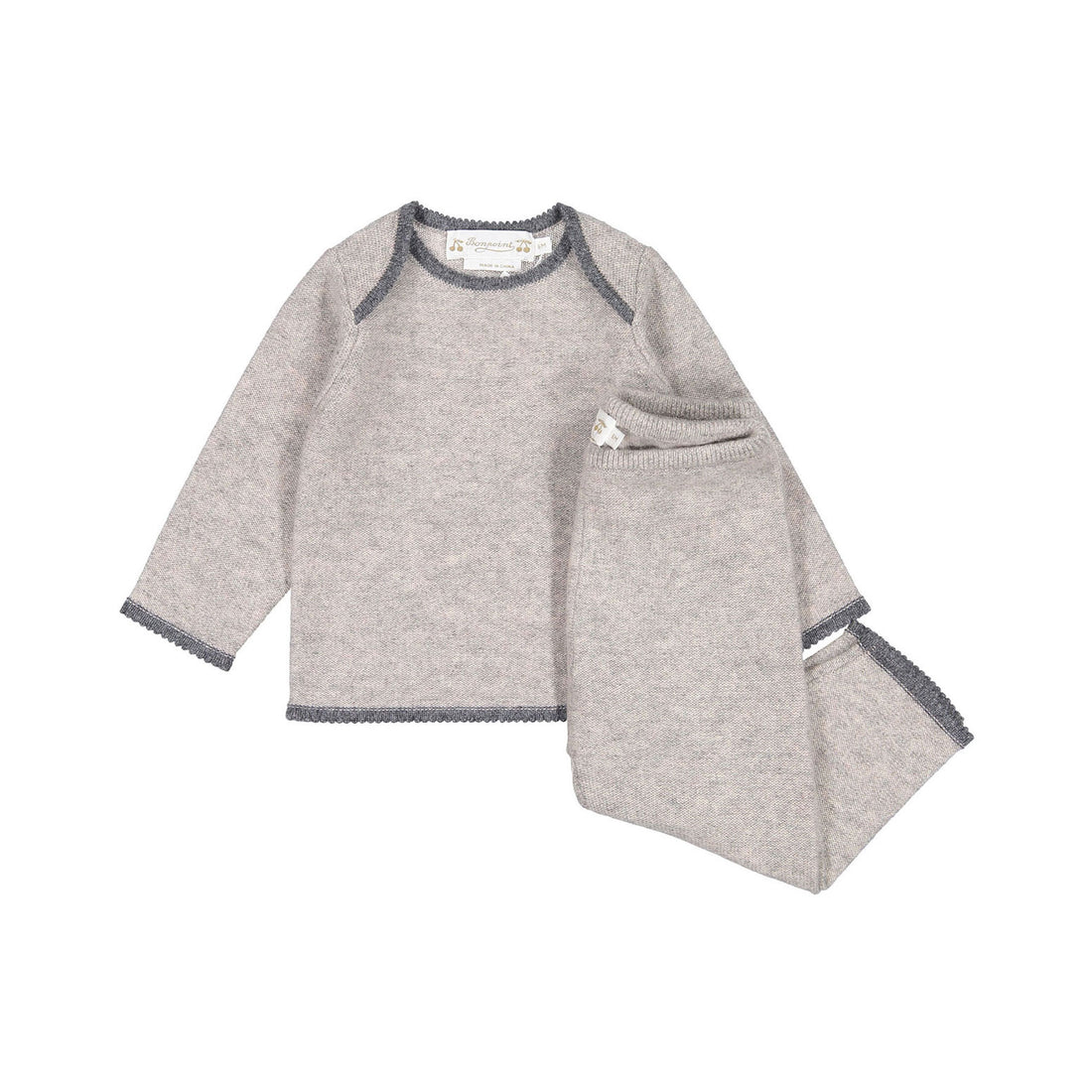 Bonpoint Grey Knit Trimmed Bambini Baby Set