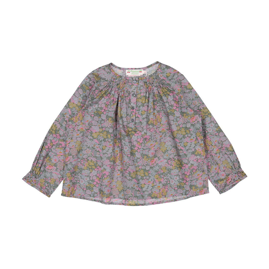 Bonpoint Green-Grey Floral Blouse