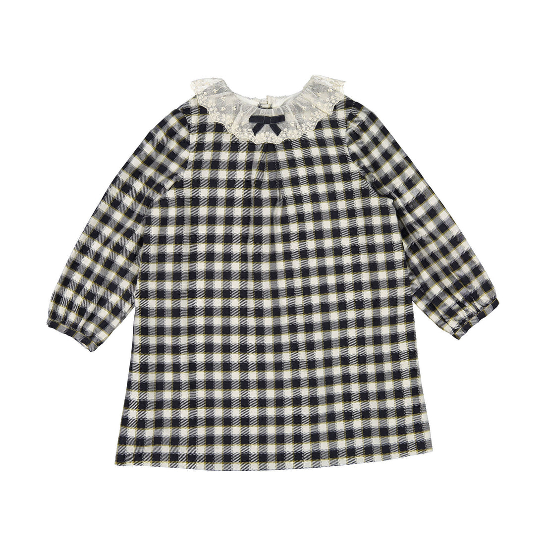 Bonpoint Black Check Collar Baptistine Dress