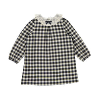 Bonpoint Black Check Collar Baptistine Dress