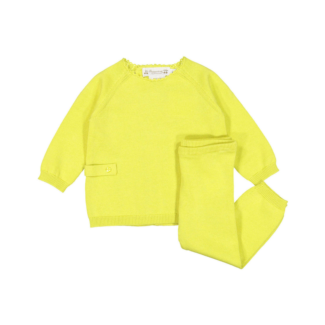 Bonpoint Lime Knit Scalloped Bamba Baby Set