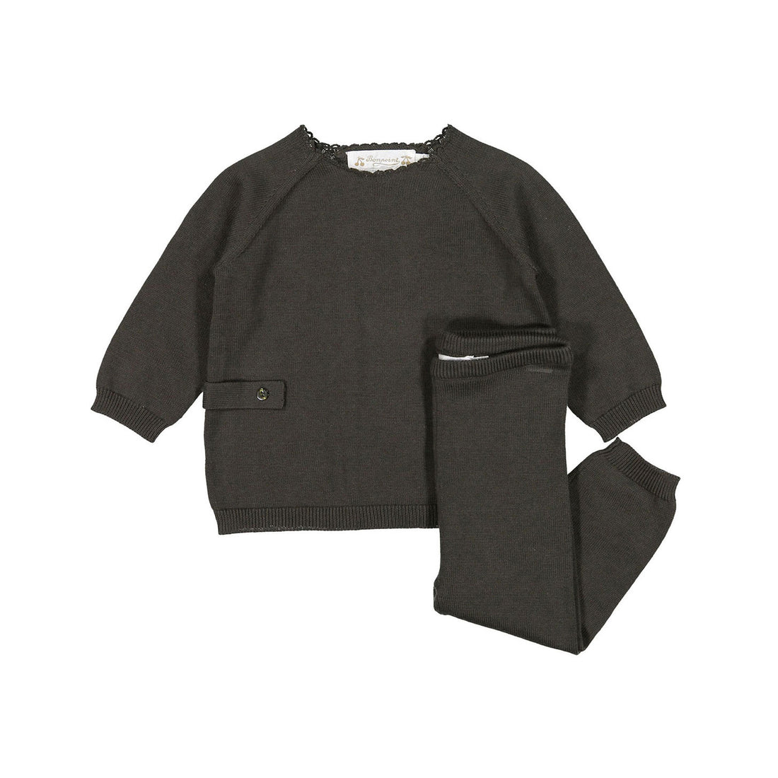 Bonpoint Bronze Knit Scalloped Bamba Baby Set