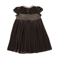 Bonpoint Ice Brown Smocked Collar Blossom Dress