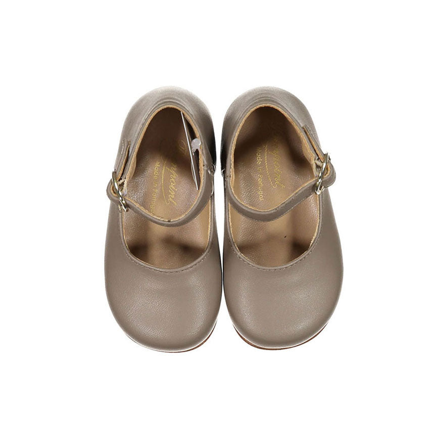 Bonpoint Taupe Leather Baby Bijou Mary Janes