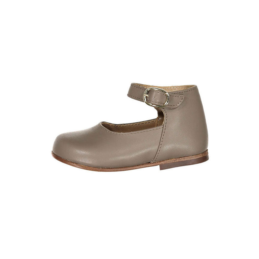Bonpoint Taupe Leather Baby Bijou Mary Janes
