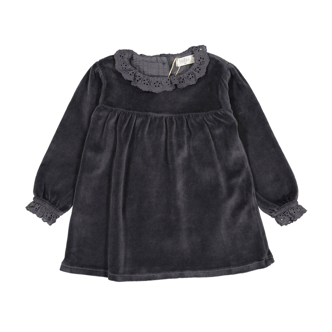Buho Antracite Baby Velvet Dress
