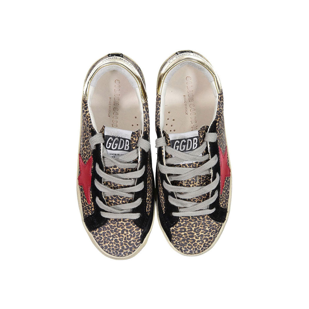 Golden Goose Beige Brown Leopard Super Star Sneakers