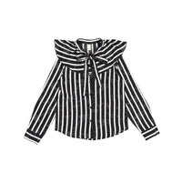 Ava and Lu Black/White Striped Blouse