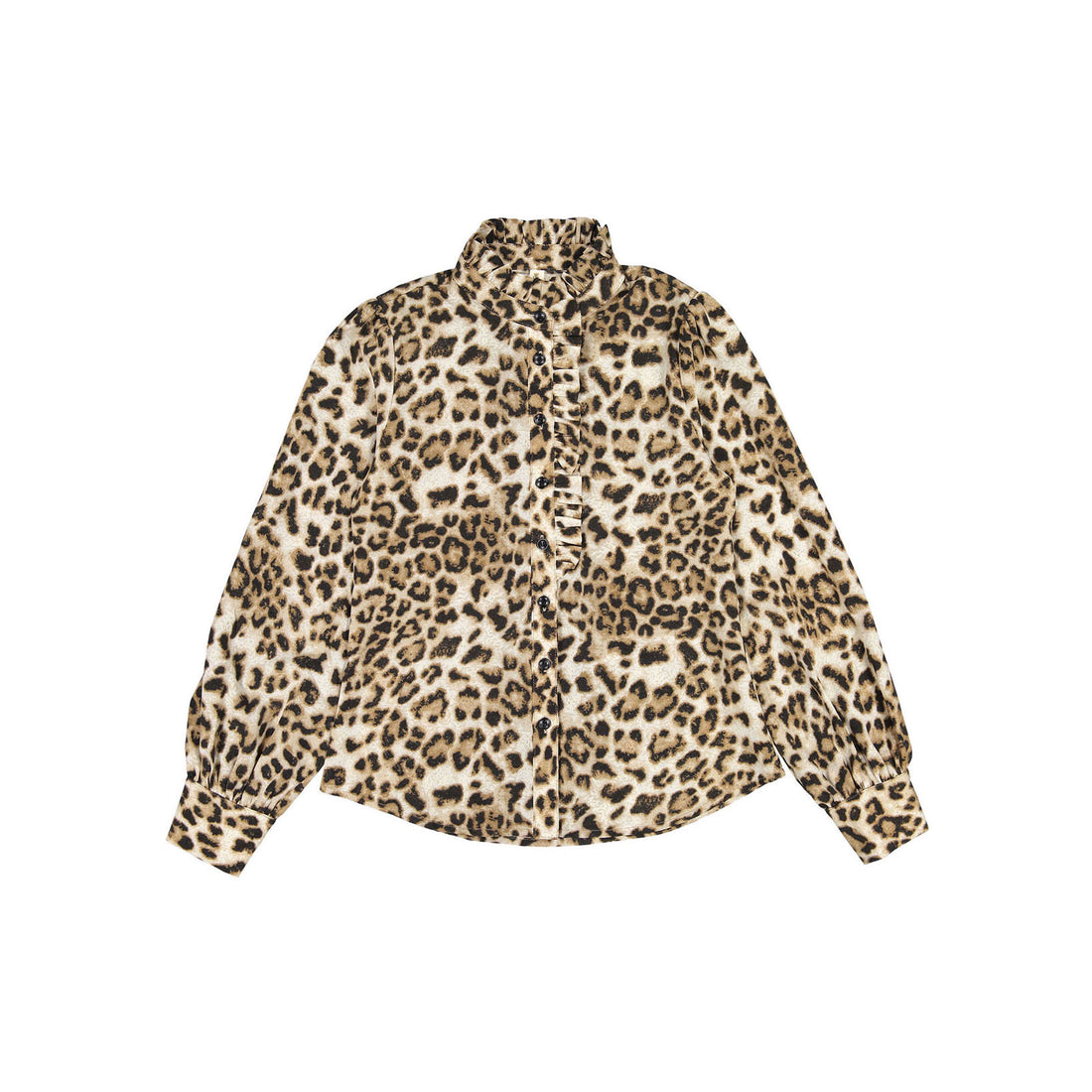 Ava and Lu Leopard Ruffle Trim Blouse