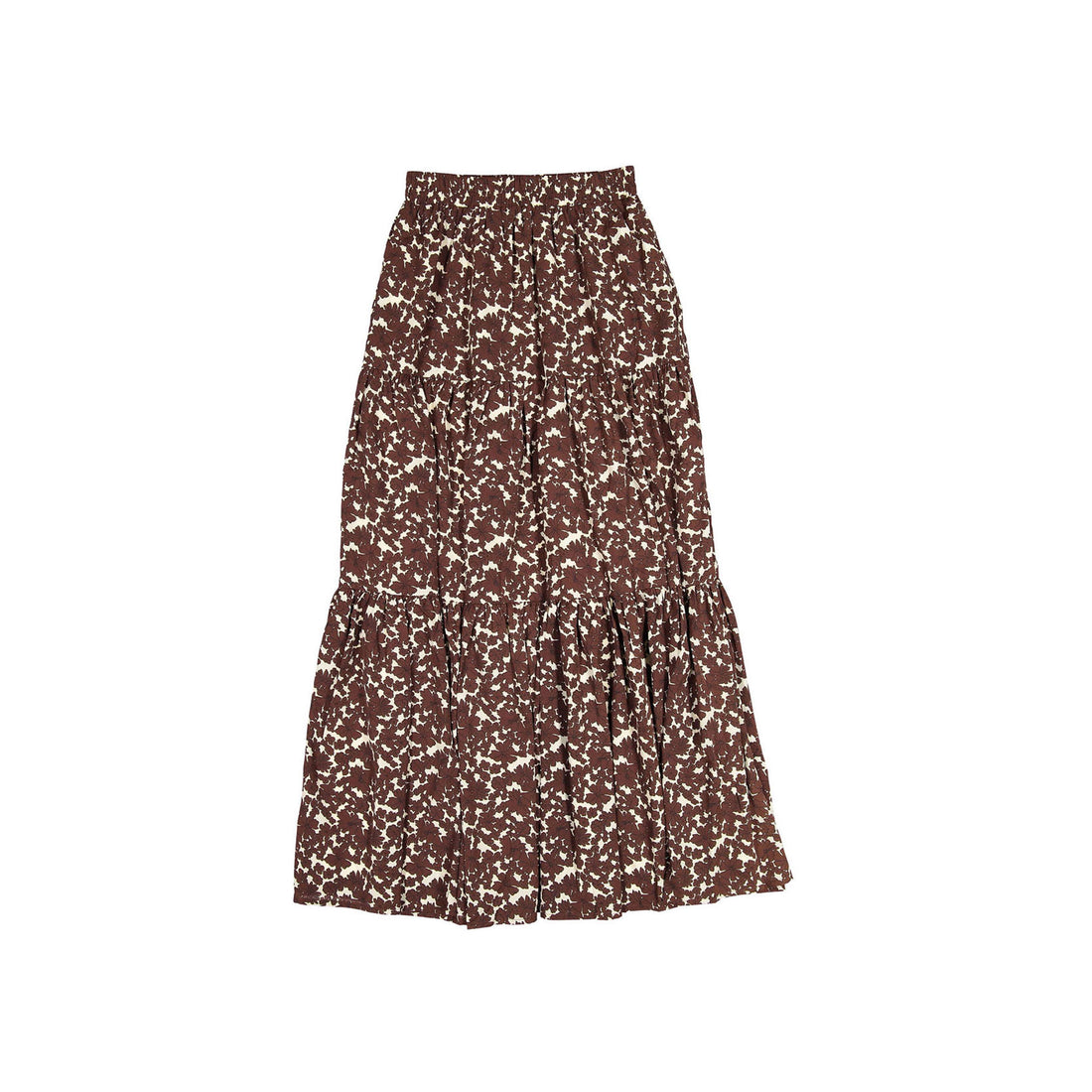 Ava and Lu Brown Floral Layered Maxi Skirt