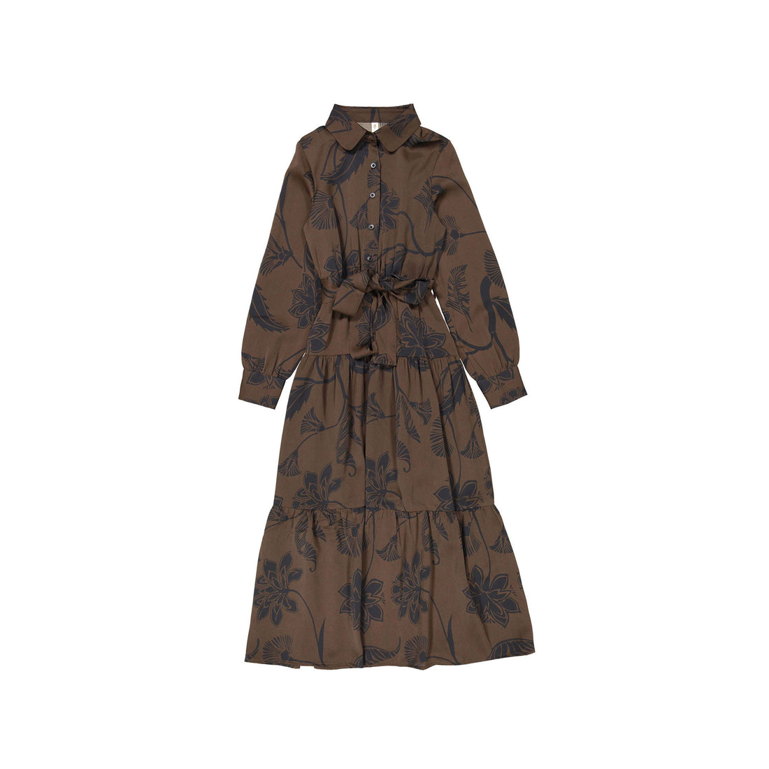 Ava and Lu Olive Floral Shirt Dress