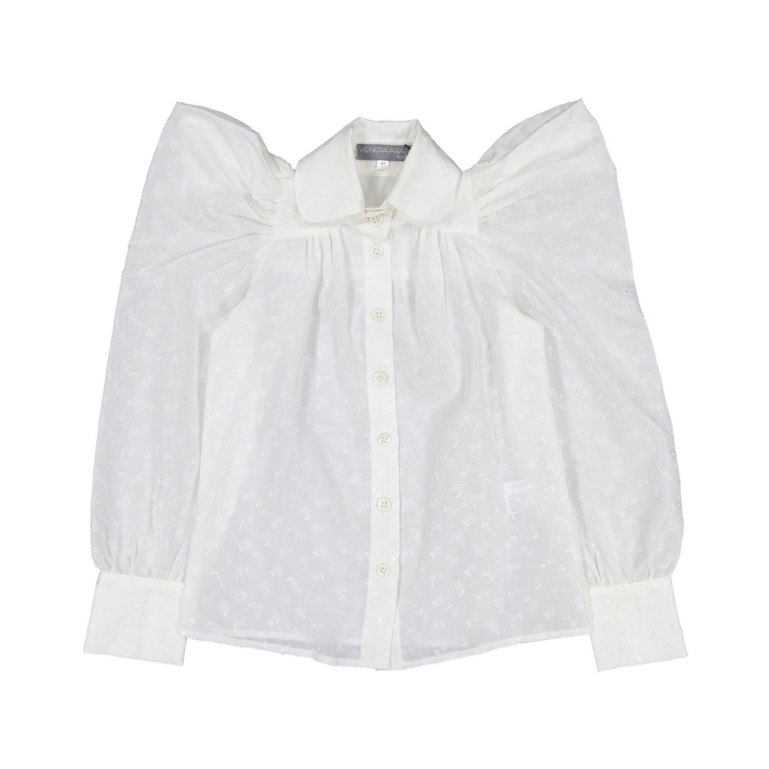 Venera Arapu White Floral Tafetta Blouse
