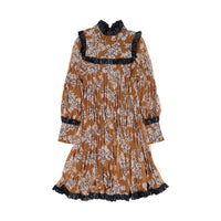 Venera Arapu Brown Floral Victorian Dress
