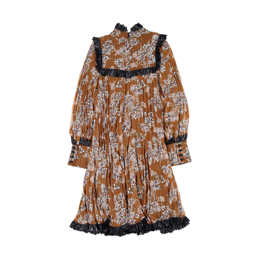 Venera Arapu Brown Floral Victorian Dress
