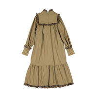 Venera Arapu Brown Embroidered Ruffle Dress