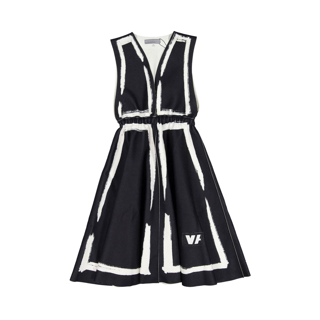 Venera Arapu Black/White Laser Cut Dress