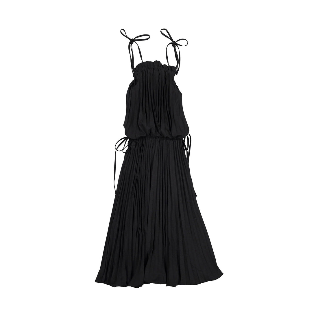 Venera Arapu Black Twill Pleated Bubble Dress