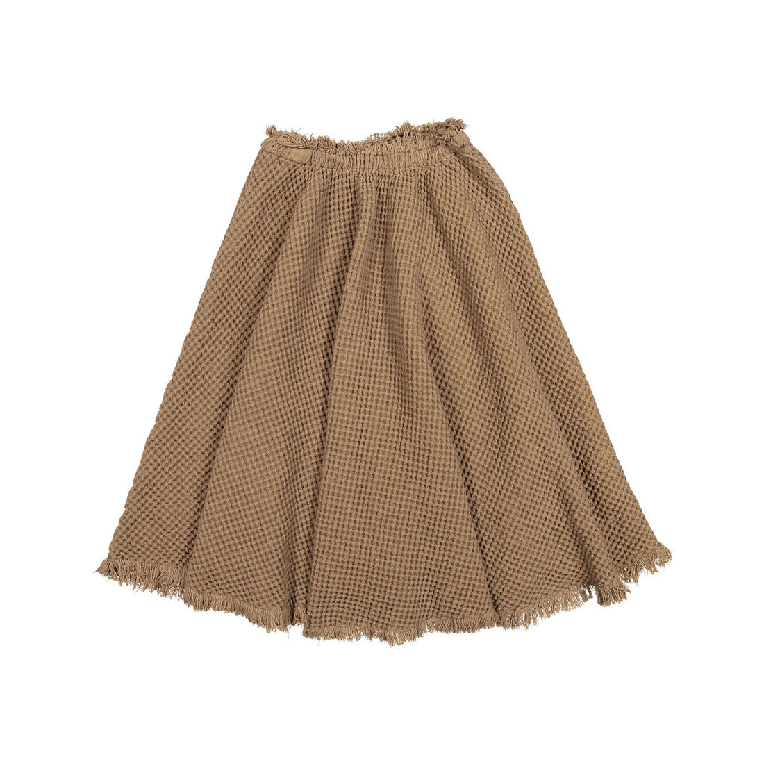Venera Arapu Brown Fringed Waffle Circle Skirt