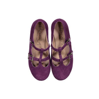 Papanatas Plum Suede Double Strap T-strap