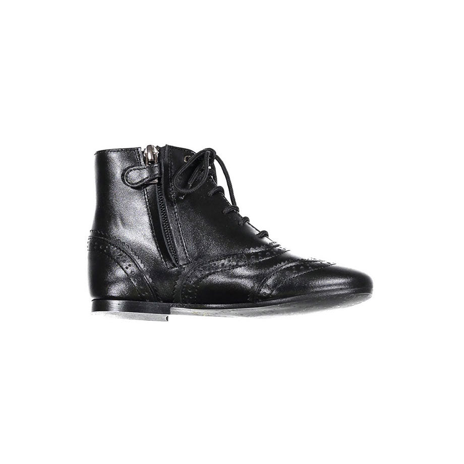 Papanatas Black Leather Lace Up Bootie